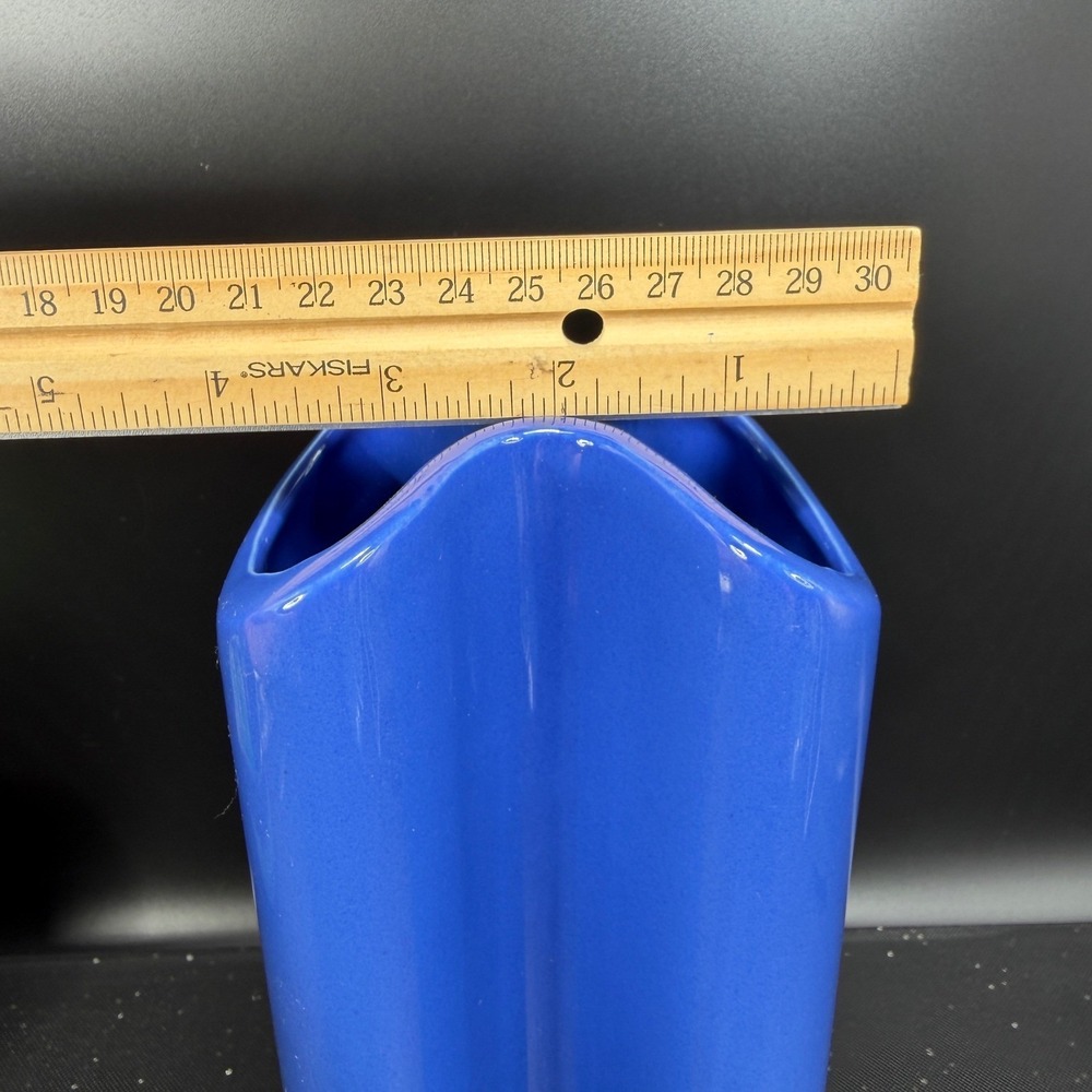 Dansk International Design Portugal Blue Ceramic Wavy Sculptural Vase MCM 9inch - Picture 3 of 14
